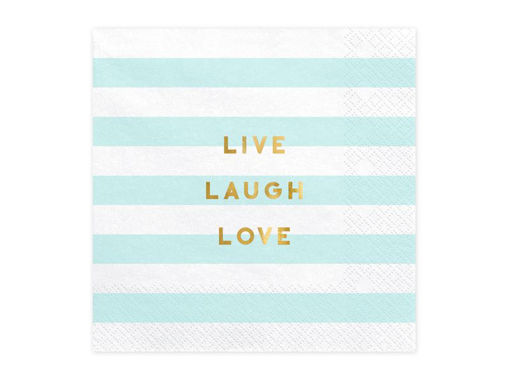 Picture of PAPER NAPKINS LIVE LAUGH LOVE BABY BLUE 33X33CM - 20 PACK